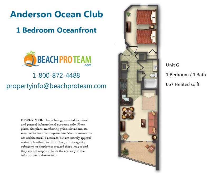 Anderson Ocean Club Floor Plan G - 1 Bedroom Oceanfront
